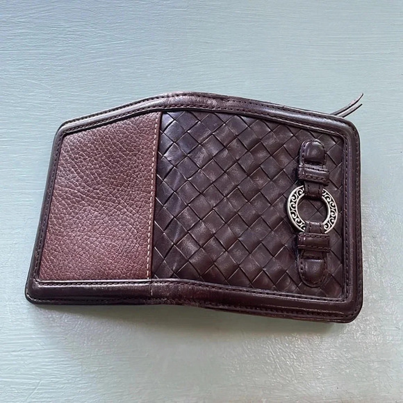 Brighton brown leather wallet Key ring Silver embellishments Zippered pocket - Picture 7 of 11